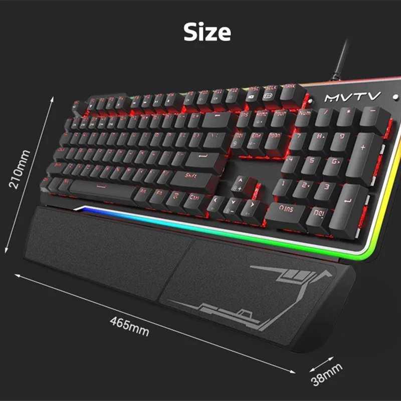 MVTV TK300 Mechanical Keyboard With RGB Backlight 104 Keys USB Wired Waterproof Gamer For Gaming IPX8 | Компьютеры и офис