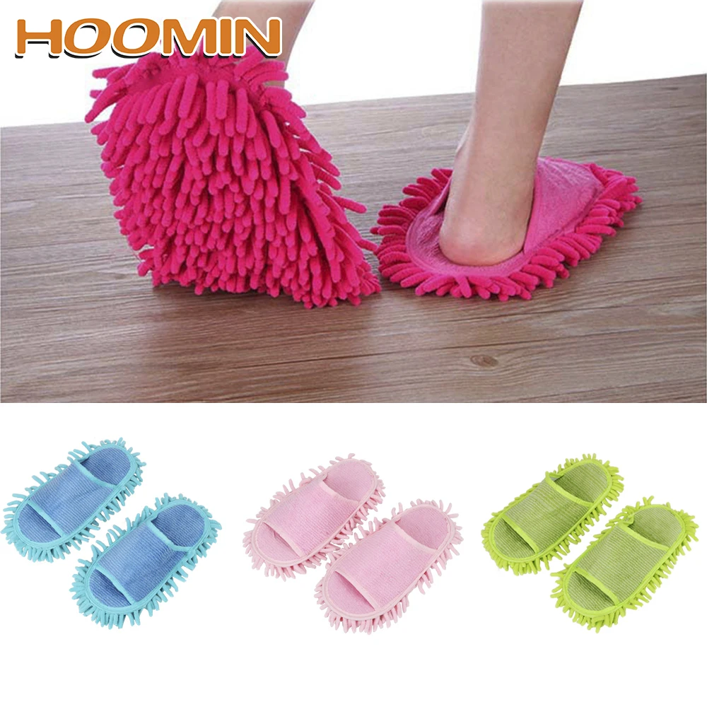 

HOOMIN Cloth Lazy Slippers 1Pair House Cleaning Brush Novelty Slippers Style Mops Microfiber Floor Ground Cleaning tools