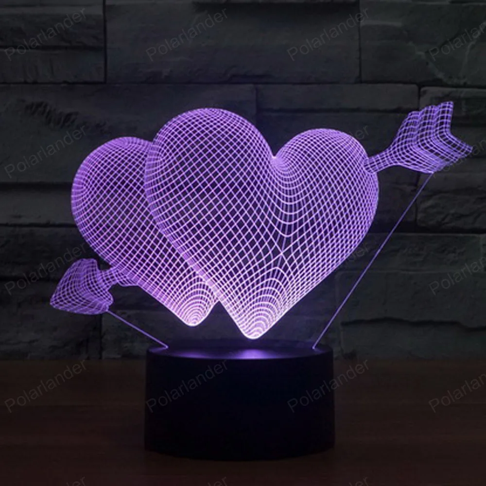 Visual lamps acrylic gift touch led lamp dimensional lights illusion Arrow through the heart of colorful LED | Автомобили и