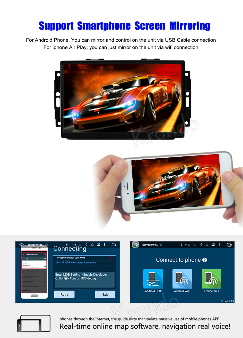 Krando Android 7.1 9&quot Big screen Full touch car multimedia system for chrysler 300C 2005-2007 radio navigation gps player | Автомобили
