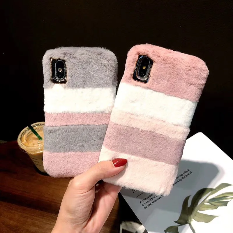 Роскошный милый теплый чехол с пушистым кроликом для iPhone XS MAX милая комбинация 6sP