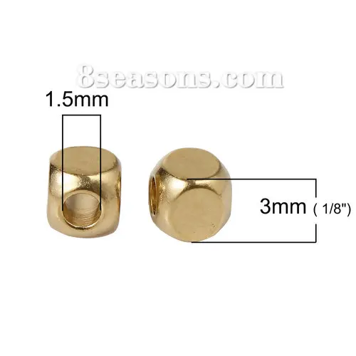 Медные бусины разделители цвет кубика латунь около 3 мм (1/8 &quot) x (1/8&quot) отверстие: 1