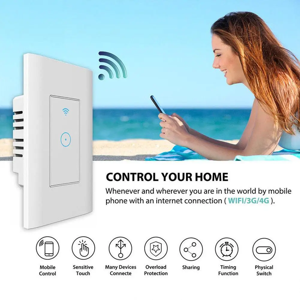 BEESCLOVER Smart Wifi светильник настенный выключатель сенсорный пульт дистанционного