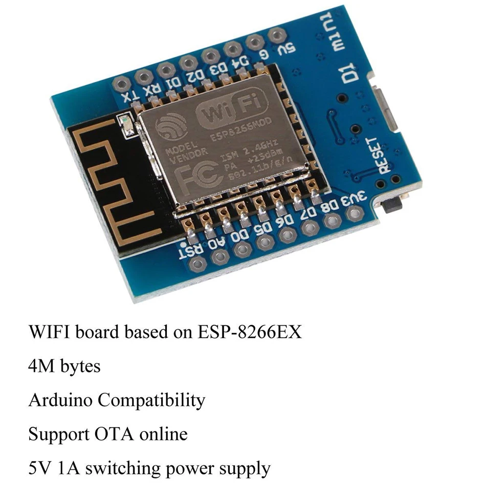 ESP8266 ESP-12 ESP12 ESP-12F Mini Module D1 WiFi макетная плата Micro USB 3 V на основе ESP-8266EX 11 Digital Pin |