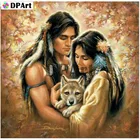 Картина из страз квадратнаякруглая волк Индийская пара 5D алмазная вышивка Стразы картина для вышивки крестиком M757