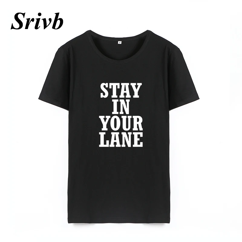 Футболка с надписью Srivb Stay In Your Line Wonem забавные черно белые хлопковые Женские топы