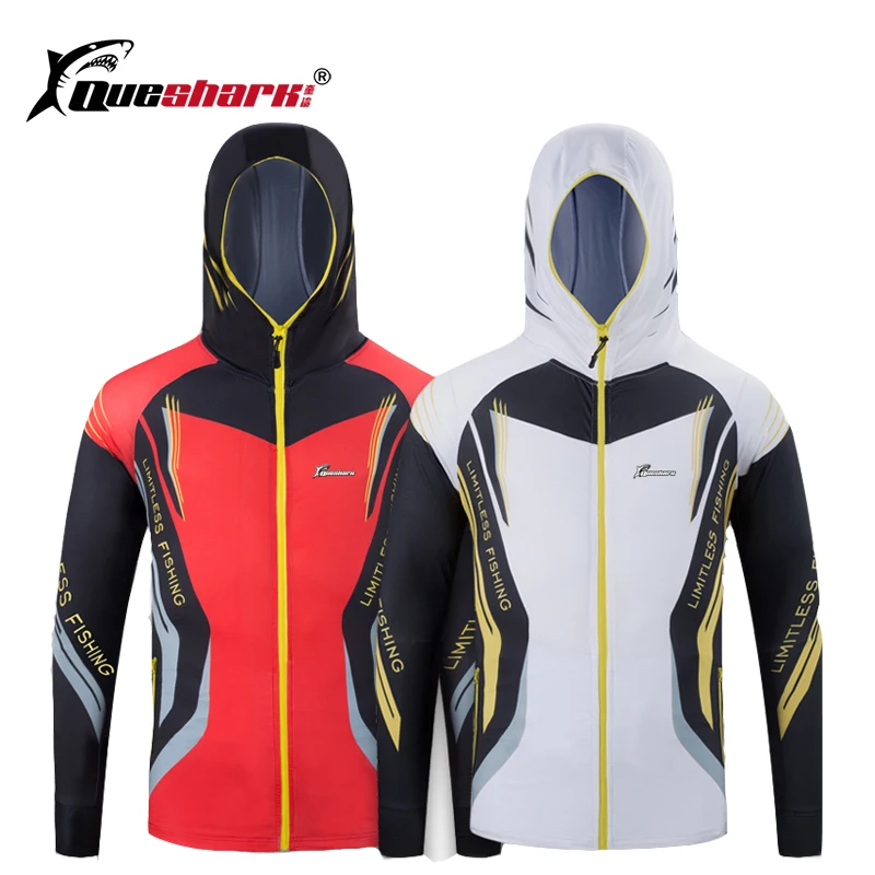 

Queshark Ice Silk Fabric Fishing Clothing Men Long Sleeve Quick Dry Fishing Shirts Sports Fishing Clothes Zipper Fishing Jacket