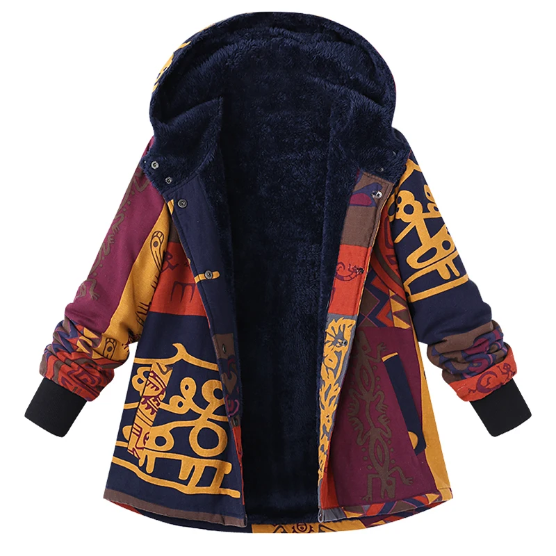 Фото Женское винтажное пальто M 5XL ZANZEA с длинным рукавом и карманами цветочным принтом
