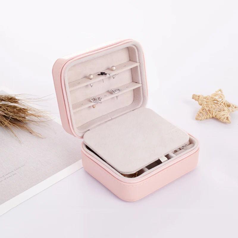 New L Women's Mini Stud Earrings Ring Jewelry Box Useful Makeup Organizer With Zipper Travel Portable Storage Case | Украшения и