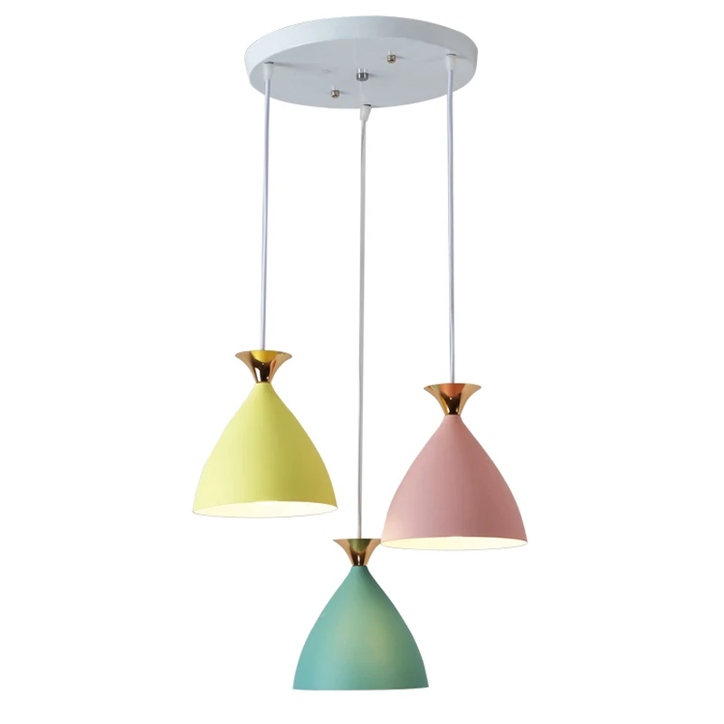 

Nordic minimalist creative bar restaurant bedroom cafe color single head Macaron Bell LED chandeliers