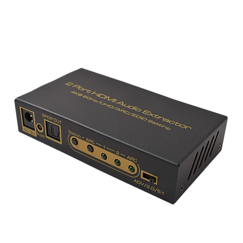 2 порта 4K @ 60 Гц 18 Гбит/с 4: 4 HDR ARC HDMI переключатель с оптическим SPDIF &amp RCA L/R аудио