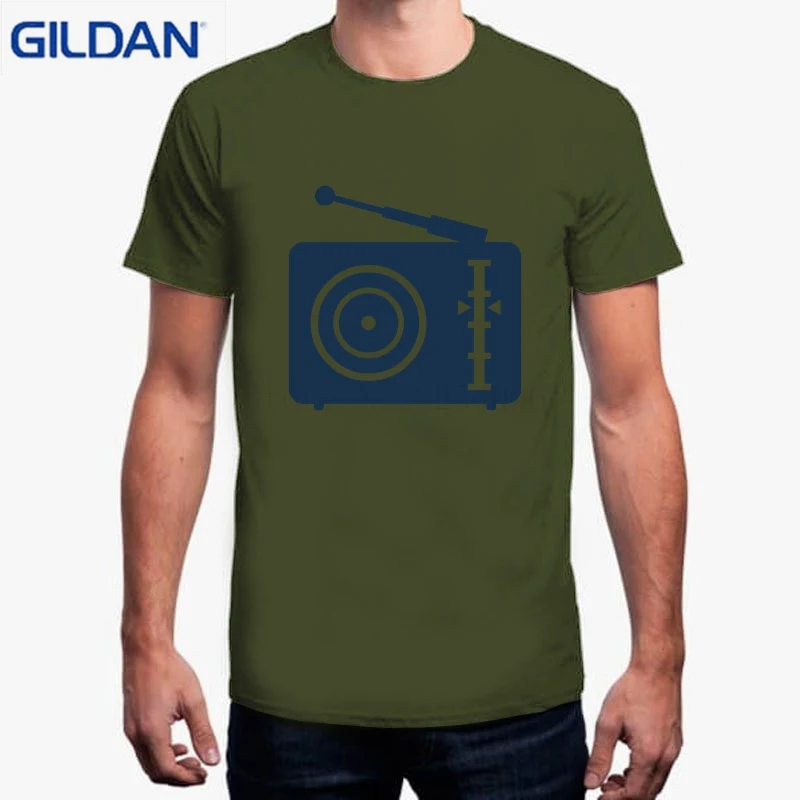 Новый стиль футболка Бренд Gildan Camisas радио символ синий Мужская Классическая Imprime