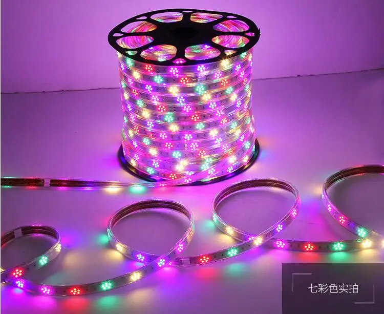 

50M Waterproof Flexible Led Strip Soft Tube Rainbow Lamp Outdoor Decoration Lights 110V 220V Christmas Wedding KTV Bar Colorful