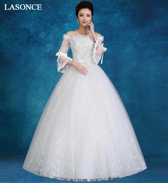 

LASONCE Свадебные платья с цветами, вырезом лодочкой и бантом