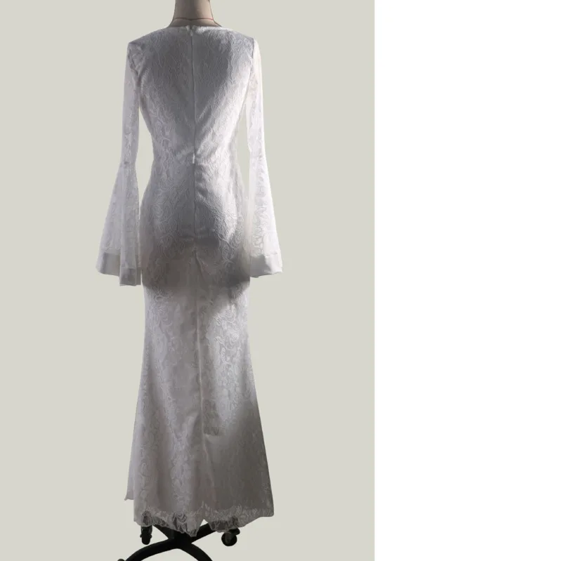 MUXU модное белое кружевное платье с длинным рукавом vestidos robe femme Длинные платья kleider