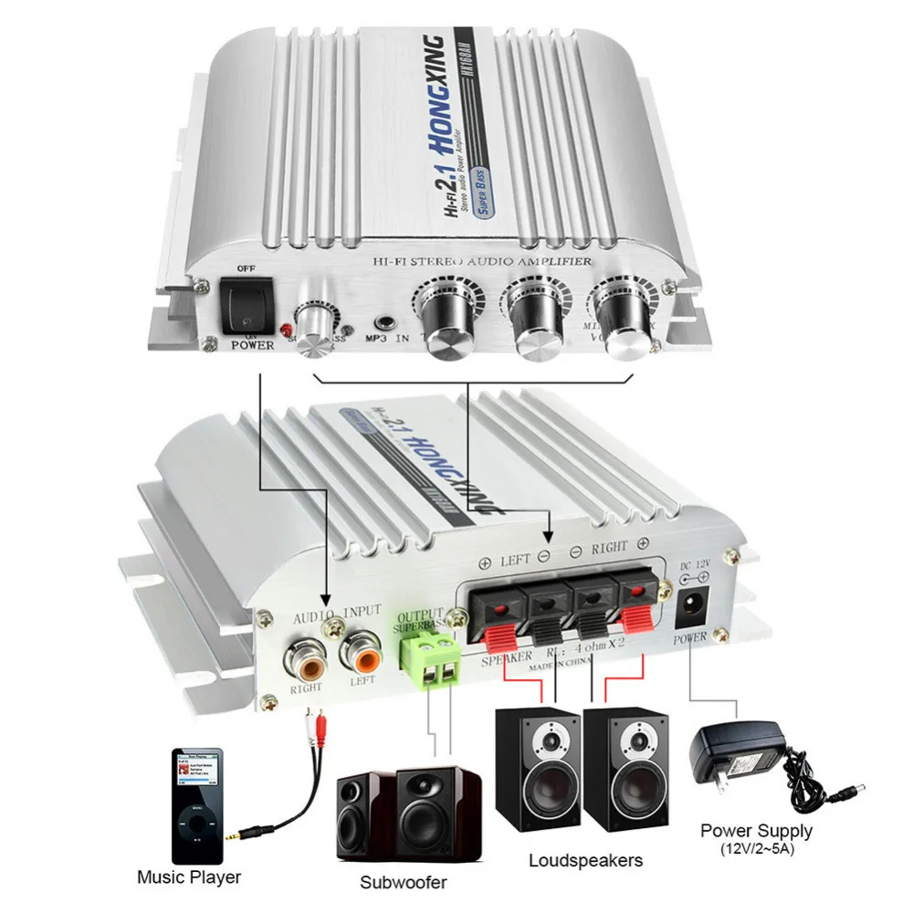 Hongxing 168Ah автомобильный усилитель звуковой режим радио Mp3 динамик Led Hi Fi 2 канальный
