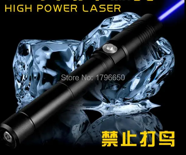 

High power military 1000W 100000m 450nm Blue laser pointer Flashlight Light Burn match candle lit cigarette wicked LAZER Hunting