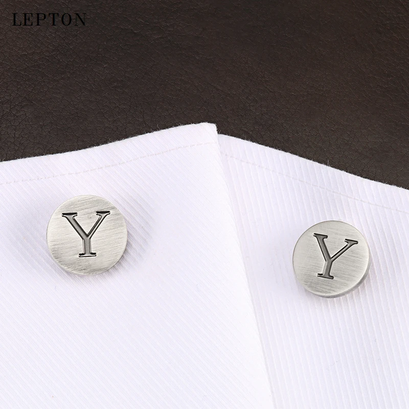 Lepton Letters of an alphabet Y Cufflinks For Mens Classic Antique Silver plated cuff links Men shirt cuffs Cufflink | Украшения и