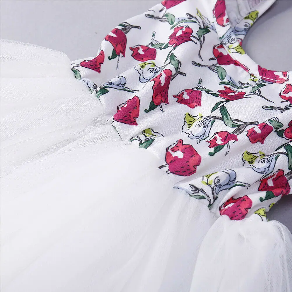 Детское платье принцессы с цветочным узором для девочек кружевное открытой