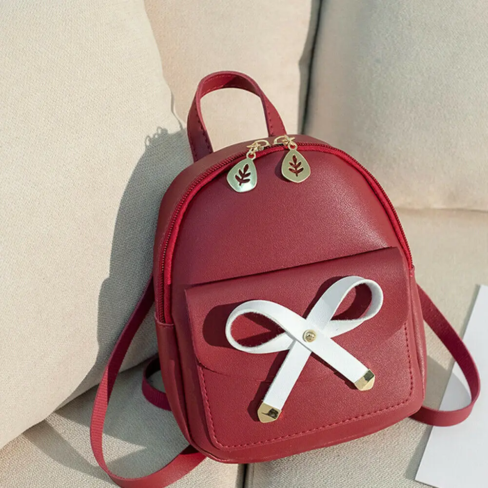 2019 красивые женские рюкзаки с бантом для девочек однотонные мини Сумки из