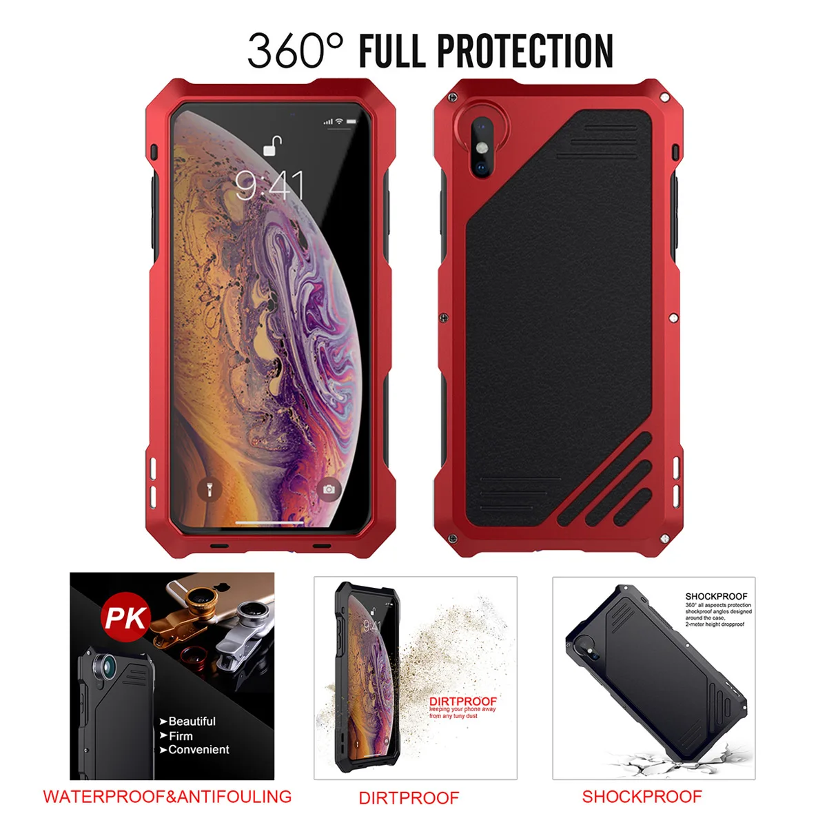 Для iPhone Xs Max/Xr чехол для телефона 360 градусов Защита пылезащитный противоударный с