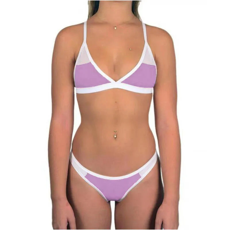 Meihuida Swimsuit Bikini 2019 Women Swimming Suit Girl Pure Color Bra Set Wireless Paded Adjustable Strap Swimwear | Женская одежда