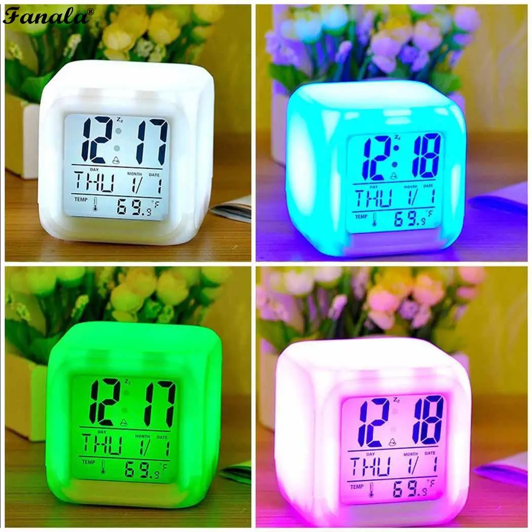 Home Office Square Shape Desk Table Study office bedroom living room Thermometer Luminous Alarm Clock | Дом и сад
