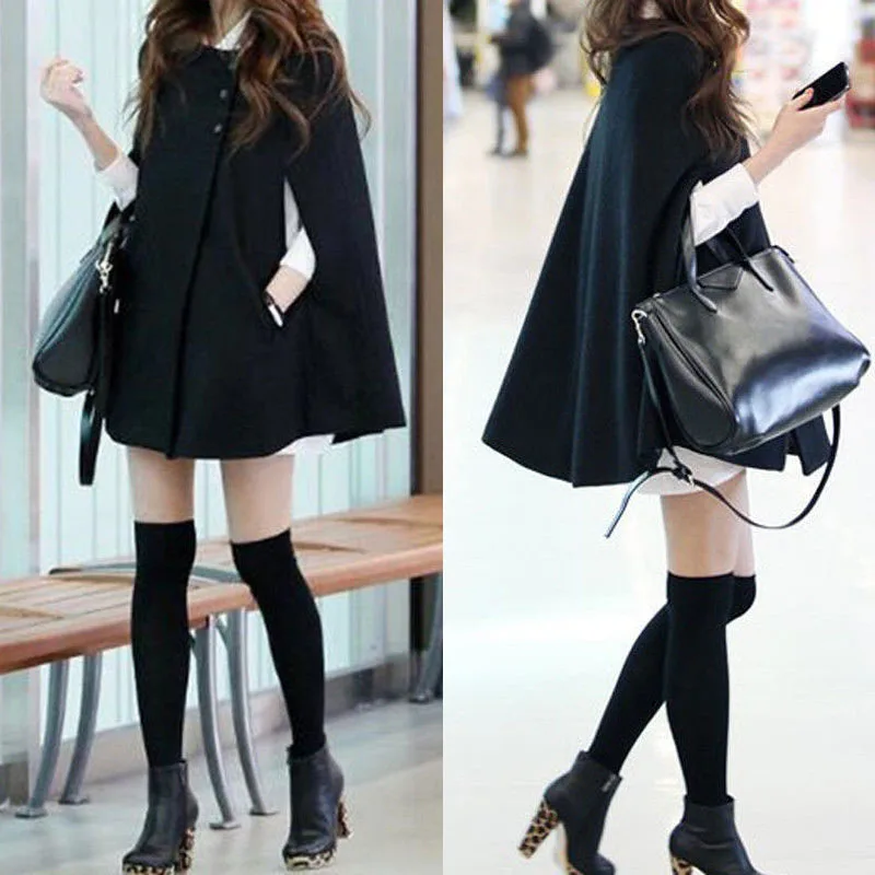 2019 Женское пальто плащ пончо &quotлетучая мышь&quot Зимний теплый плащ-парка