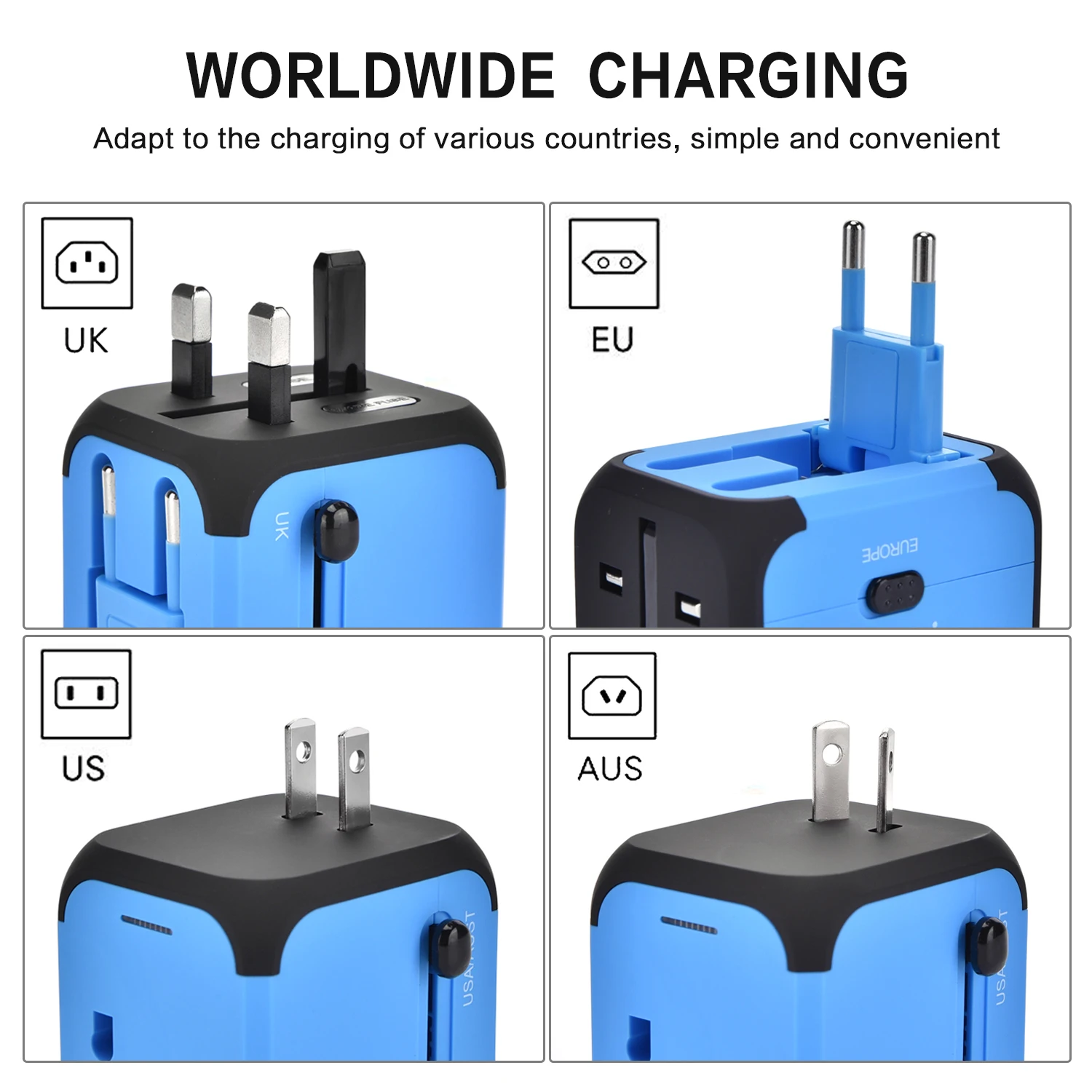 JMFONE Международный адаптер для путешествий 2 USB Универсальная Розетка Plug зарядное
