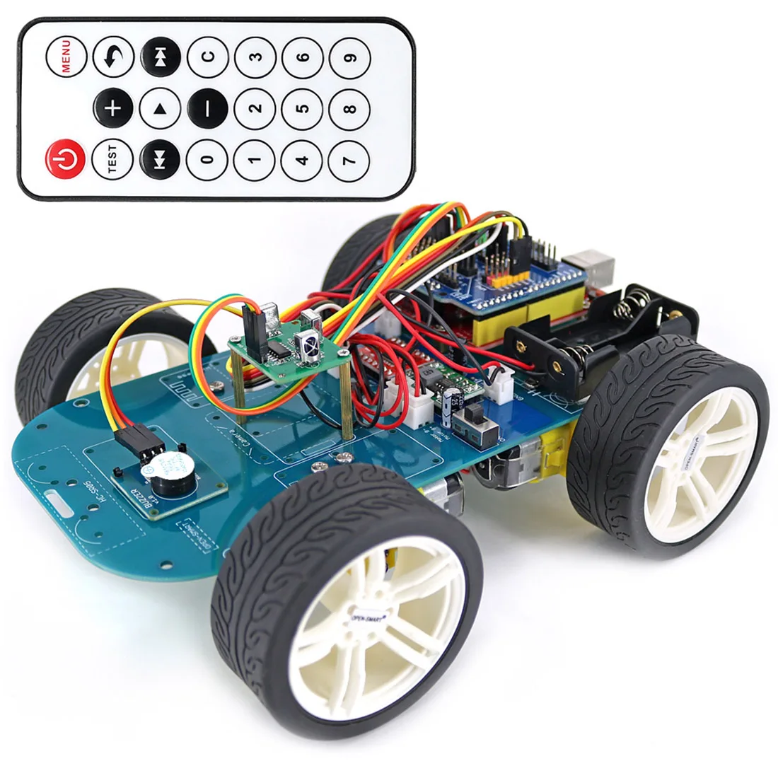 

High Tech Programmable Robot Car Toy 4WD Wireless IR Remote Control Smart Car Kit with Tutorial for Arduino for R3 Nano