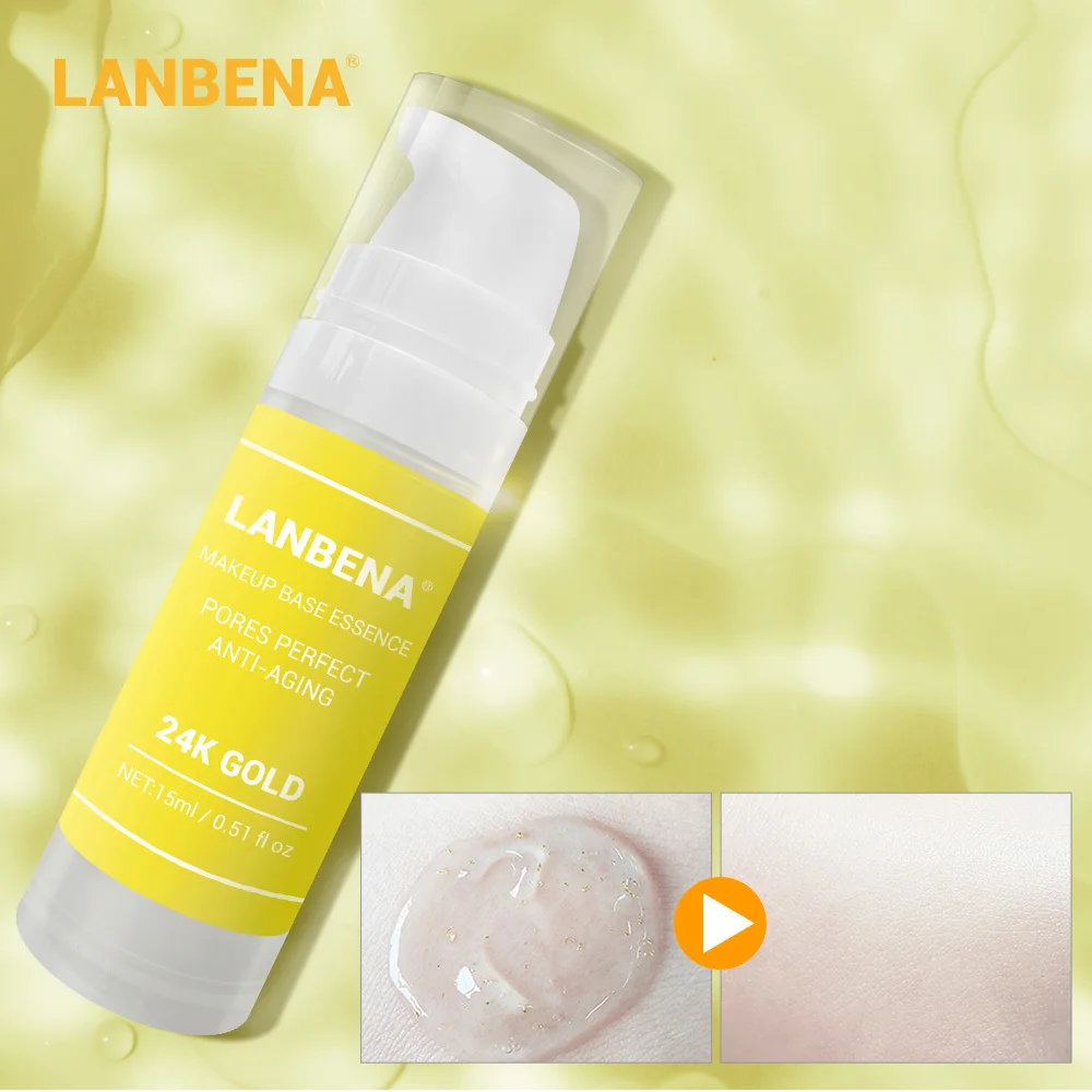 Lanbena 24k Золотая основа для макияжа эссенция грунтовка Сыворотка лица