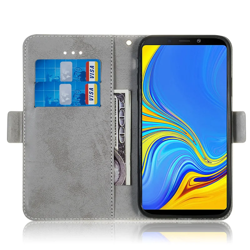 Ретро мобильный чехол для Samsung A6 A7 A9 2018 роскошный флип-кошелек кожаный Galaxy M10 M20 A10