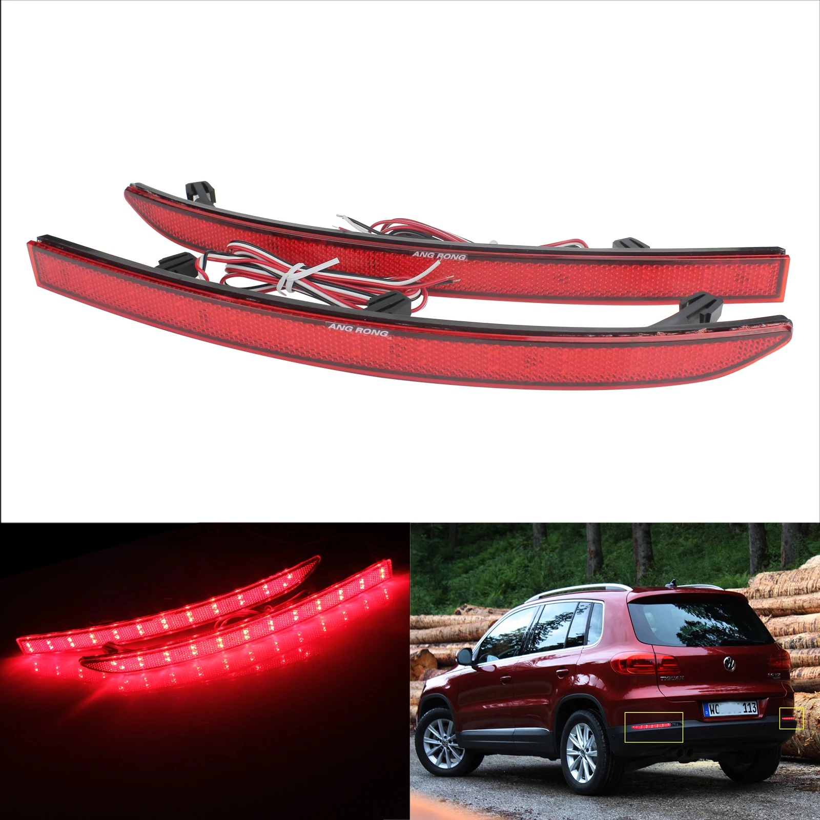ANGRONG 2x24 SMD светодиодный задний бампер отражатель стоп светильник красный для VW