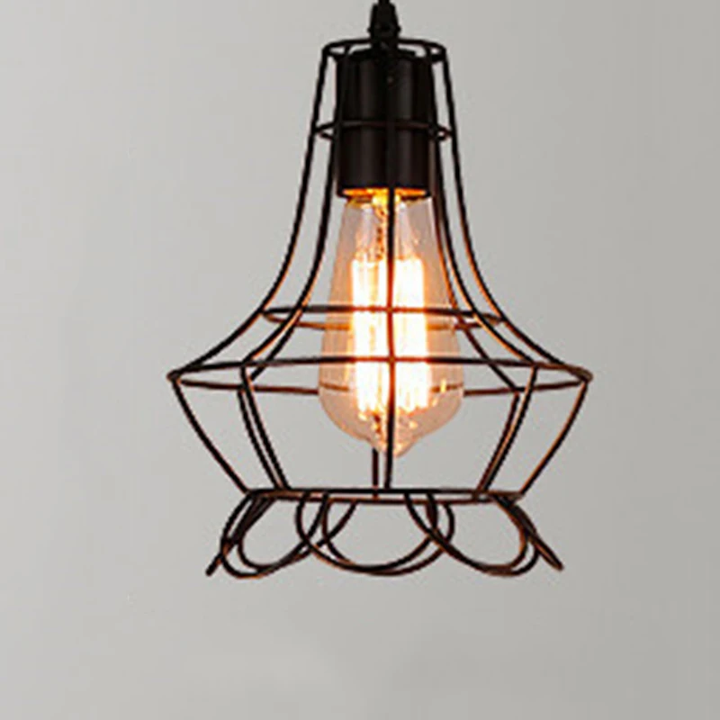 Vintage Retro Iron Lamp Cage Lampshade Pendant Light Lamp shade Table Ceiling Pendant Light Shade Lamp Cover Home Decor