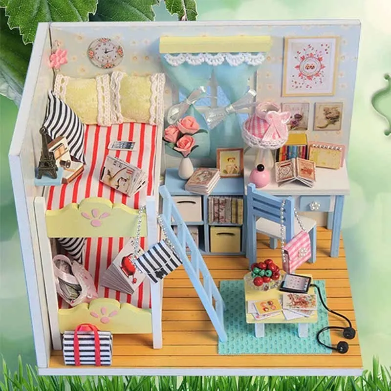 Маленький кукольный домик DIY 3D Деревянный Миниатюрный Кукольный дом