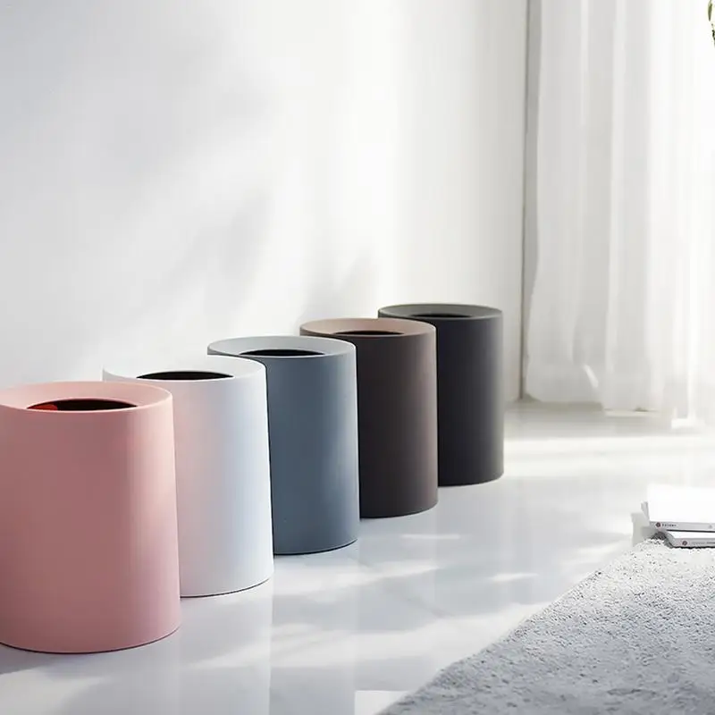 Бытовой двухслойный круглый контейнер для мусора офиса гостиной кухни ванной