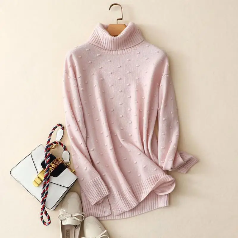 Shuchan Warm Knitted Sweater For Women 100% Cashmere Women's Turtleneck Pullovers Dot Clothes Winter Womens 2018 | Женская одежда