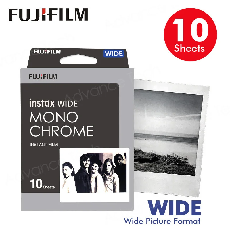 10 или 20 листов Fujifilm Instax Wide Film черно белый монохромный для цифровой фотокамеры Fuji