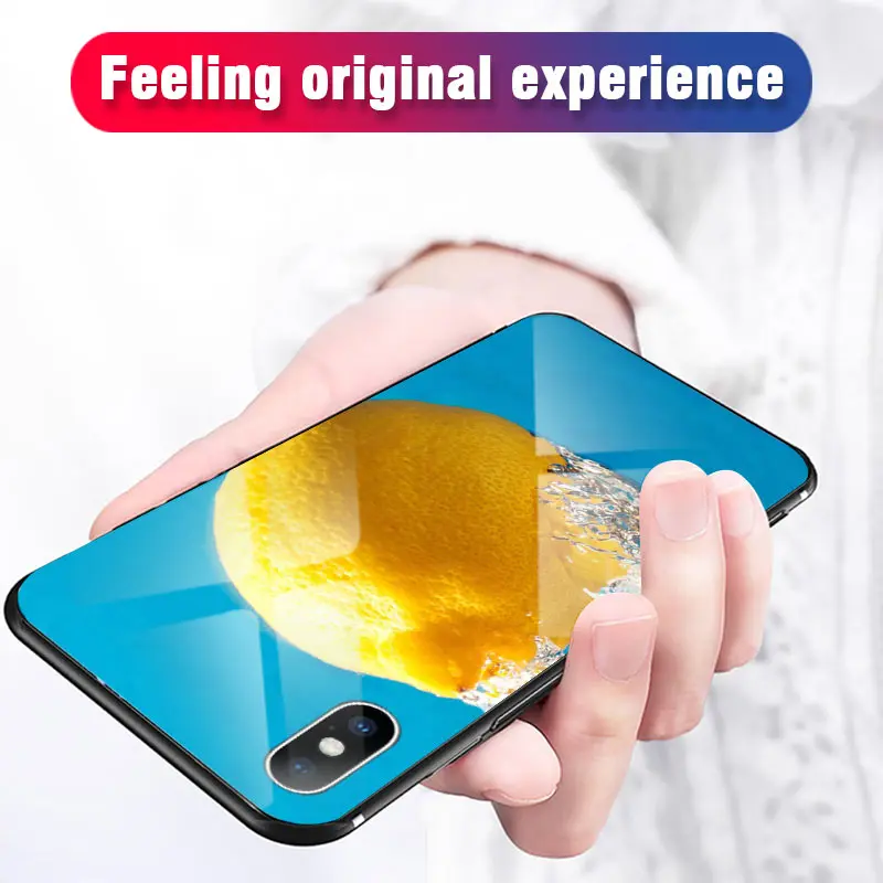 Orange Glass Shell for Iphone XS MAX XR X Fruit Series Tempered Case 8 7 6 6S Plus Protect Cover Funda Capa |
