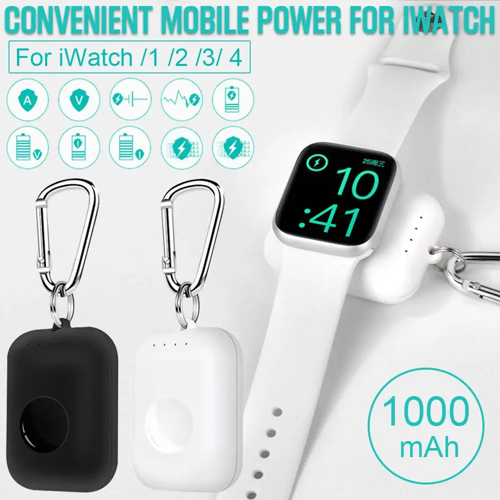 1000 мАч Беспроводное зарядное устройство для IWatch 1 2 3 4 мини портативное магнитное