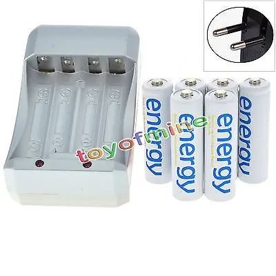 6x AA 3300mAh 1 2 V Ni-MH энергии белого цвета аккумуляторная батарея + зарядное устройство