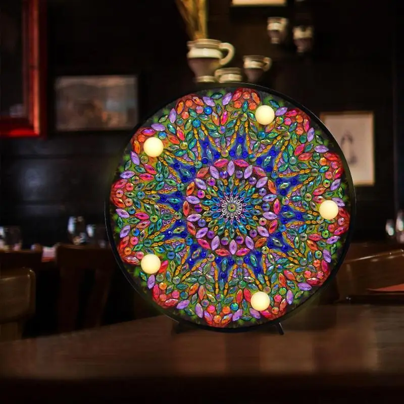 DIY LED Алмазная картина полная специальная форма дрель Мандала вышивка свет