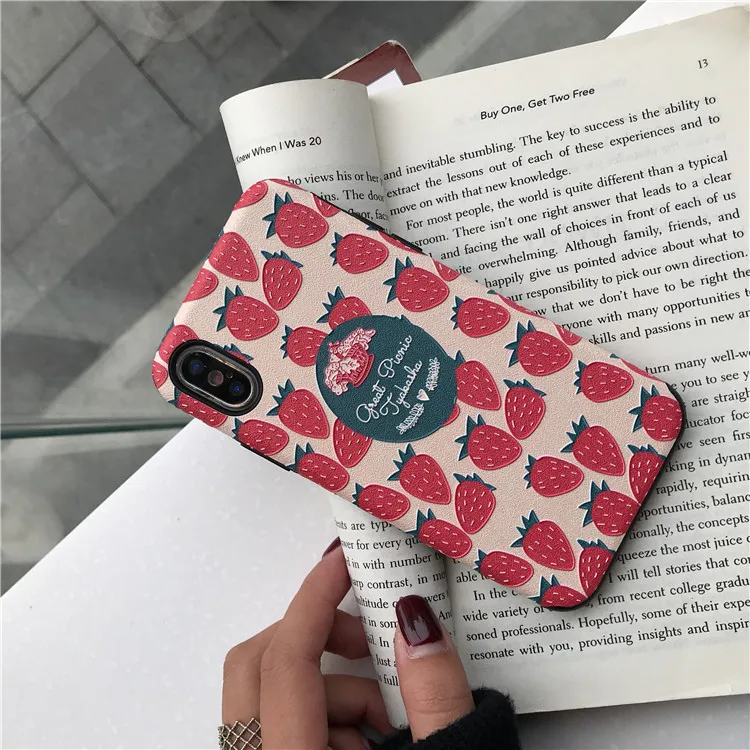 Kawaii японский розовый клубничный чехол для телефона iPhone X Xs XR XSmax 7 Puls 6 6S 8 Чехлы