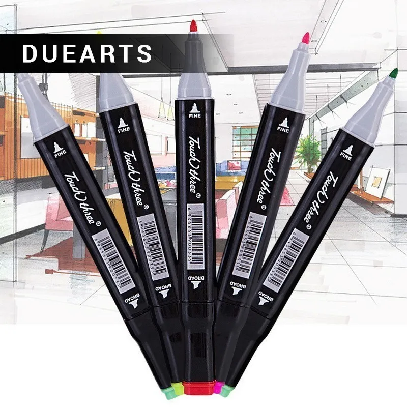 Hot Oily Pen Double-headed Nib Student painting Art school Horticultural Landscape Design marker | Канцтовары для офиса и дома