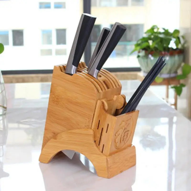 

Kitchen Bamboo Knife Holder Chopsticks Storage Shelf Storage Rack Tool Holder Bamboo Knife Block Stand Kitchen Accessories