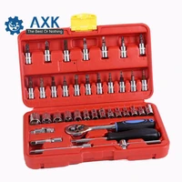 socket set ratchet combination bit car repair tool torque wrench 38pcs 14 inch handle stainless steel a of keys chrome