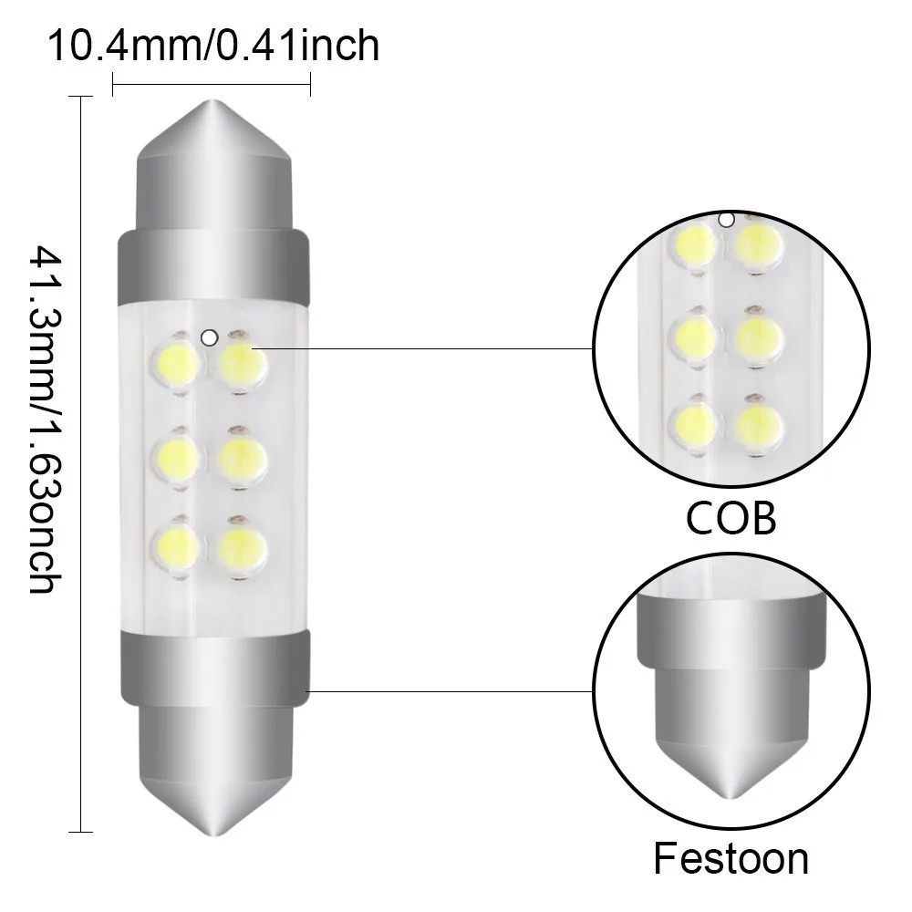 Оригинальная Светодиодная лампа Cob 28 мм 36 39 42 C5W C10W сверхъяркая Canbus для салона