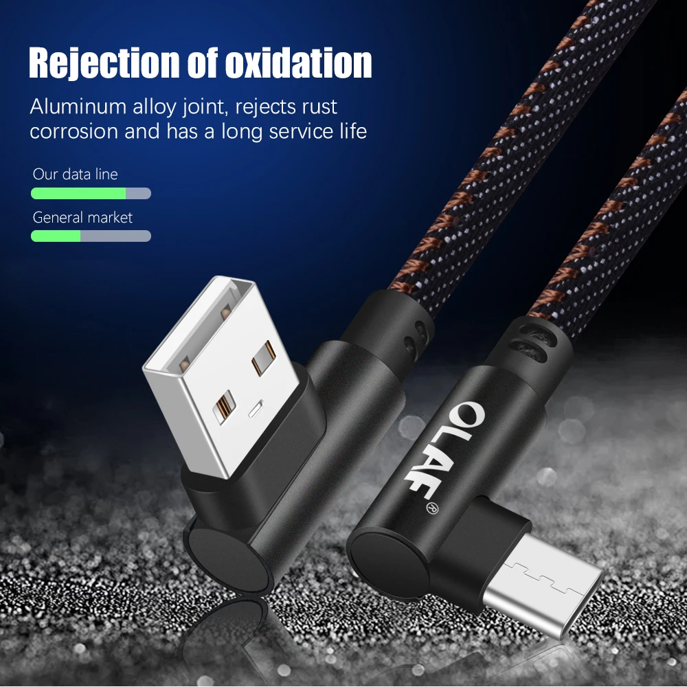 Кабель USB Type-C Olaf кабель с углом 90 градусов для Samsung Galaxy S9 S8 Plus Note 8 зарядное