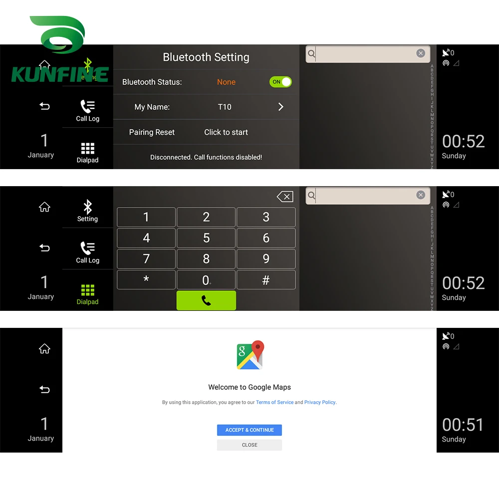 KUNFINE 10 &quotAndroid GPS Navi видеорегистратор Автомобильный зеркальный двойная камера