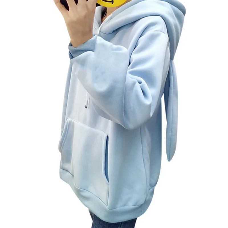 Толстовка с капюшоном Kawaii Sweet Rabbit Ears женская розовая толстовка вышивкой